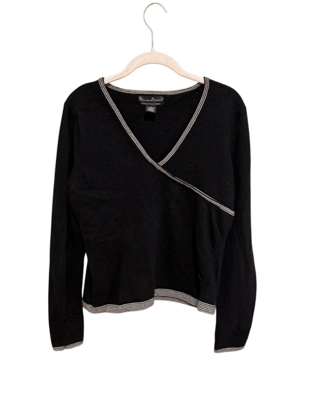Mercer & Madison Merino Wool V-Neck Sweater with White-Trim - Made in Australia